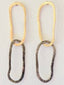 Open Bean Shape Drop Earrings in 14K Gold and Oxidized Silver