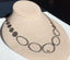 Large Open Oval and Circle Necklace in 14K Gold and Silver