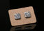 Oxidized Sterling Silver Square Stud Earrings with CZ