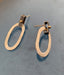 Railway Organic Geometry Open Oval Drop Earrings in 18K Gold and Silver