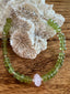 Peridot Beaded Bracelet with Morganite Bead in Silver