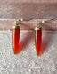 Carnelian Bullet Blue Sapphire Drop Earrings in Gold