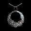 Organic Open Circle Pendant Necklace With White CZ in Oxidized Silver