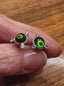 Green Tourmaline Diamond and Sapphire Stud Earrings in Gold and Silver