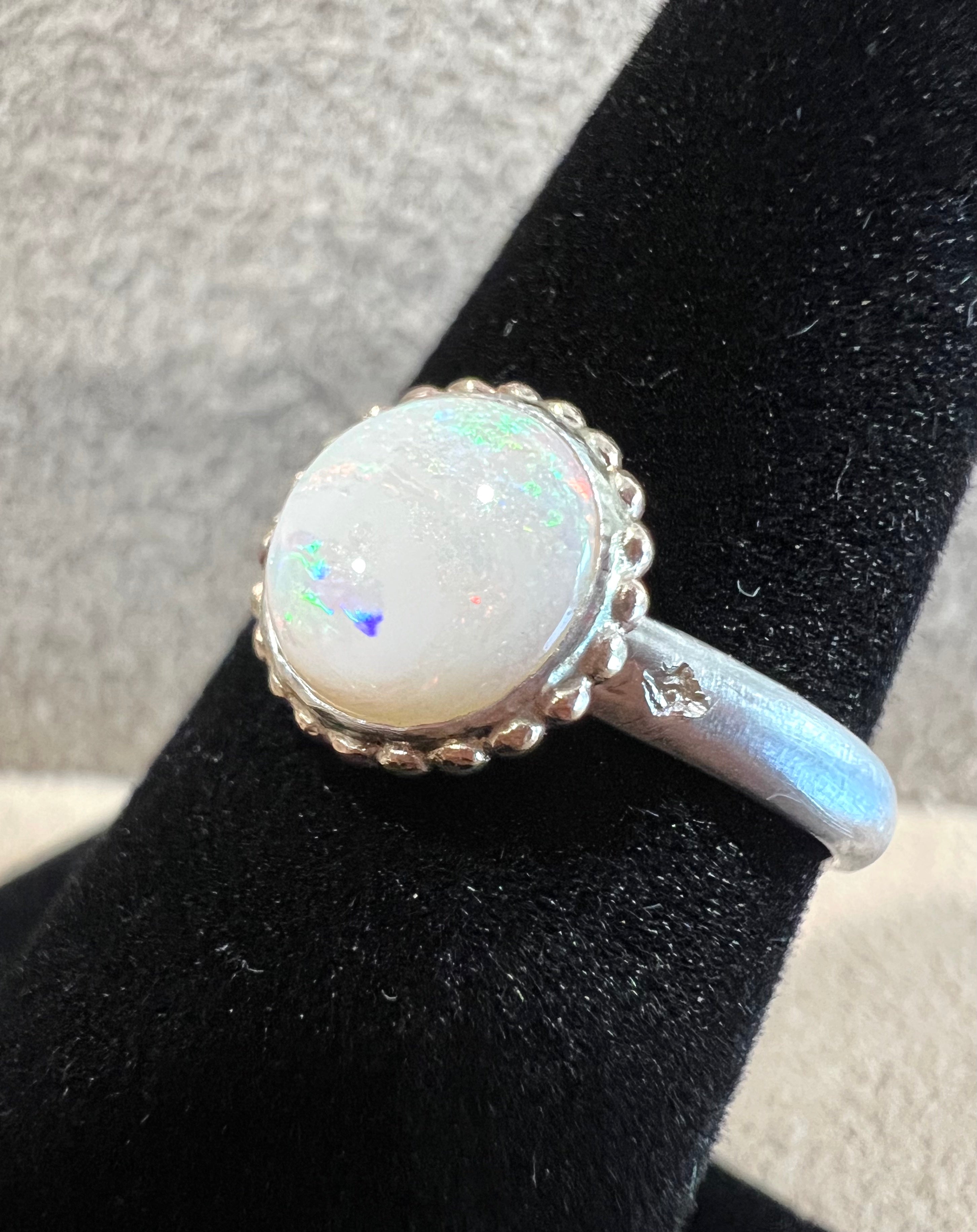 White Opal 9ct & Silver shops Adjustable Ring